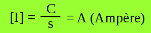 La unidad de medida de la intensidad de corriente es igual a Coulomb dividido segundos, eso se denomina A, Ampère.