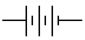 Símbolo de la batería,  6 líneas paralelas tres grandes y tres chicas intercaladas.