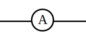 símbolo del amperímetro, circunferencia con una A en su interior