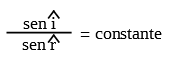 seno del ángulo de incidencia dividido el seno del ángulo de refracción es igual a una constante