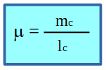 ecuación del concepto de densidad lineal de masa igual a masa de la cuerda dividida la longitud de la cuerda, de forma abreviada