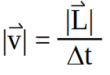 módulo de velocidad igual a módulo del desplazamiento L dividido el intervalo de tiempo.