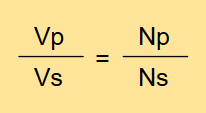 ecuación voltaje primario dividido el voltaje secundario es igual al número de espiras del primario dividido el número de espiras del secundario