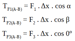 ecuaciones para calcular el trabajo de cada una de las fuerzas